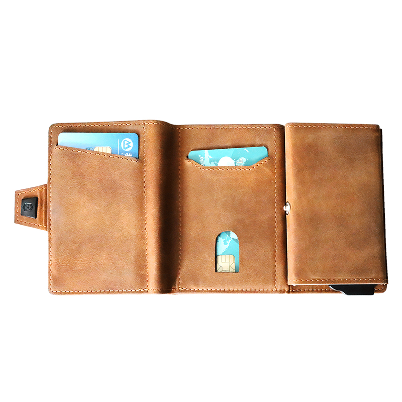 Best Selling Men's Crazy Horse Leather RFID Card Case Wallet Card Holder Wallet